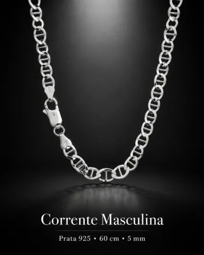 Corrente Masculina Tampa De Latinha - Prata 925 - 60cm - 5mm - MC889-X1482