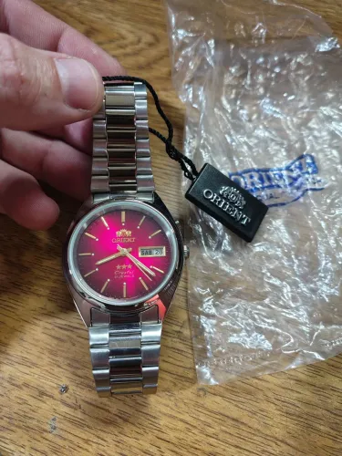 Orient 3 estrelas Original automático cor vermelha cereja