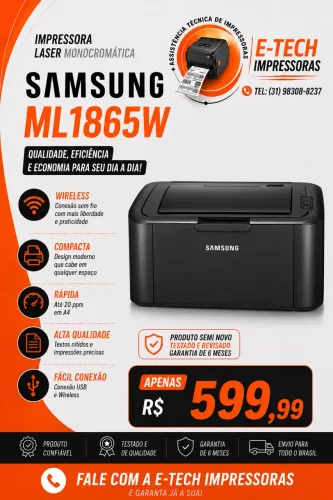 IMPRESSORA LASER MONOCROMÁTICA SAMSUNG ML1865W