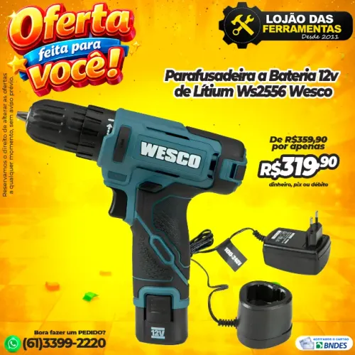 Parafusadeira 12v Bateria Lítium Ws2556 Wesco