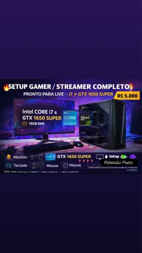  SETUP GAMER / STREAMER COMPLETO - PRONTO PARA LIVE - i7 + GTX 1650 SUPER ? 