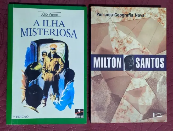 Livros: A Ilha Misteriosa - Júlio Verne e Por Uma Geografia Nova - Milton Santos