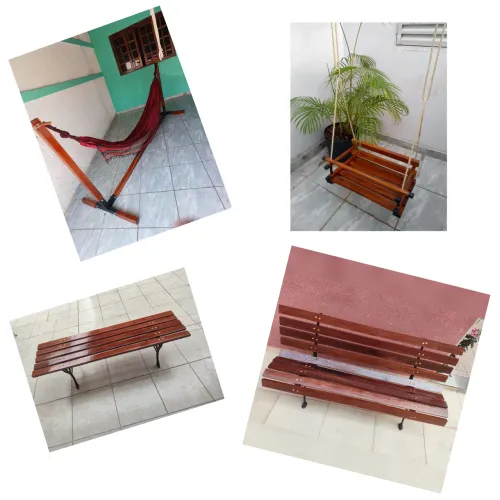 Combo: 02 Bancos, 02 balanços, 01 suporte rede