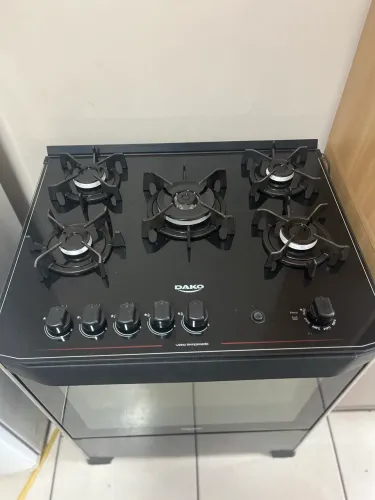 FOGÃO DAKO MAGISTER 5 BOCAS - MESA DE VIDRO PRETA