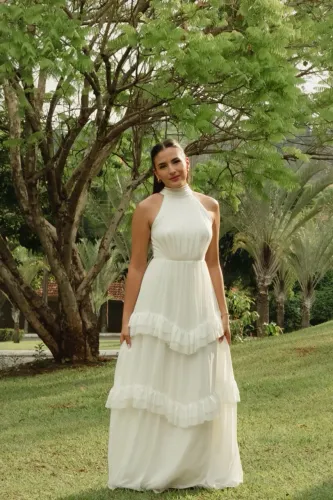 Vestido longo branco da Koji