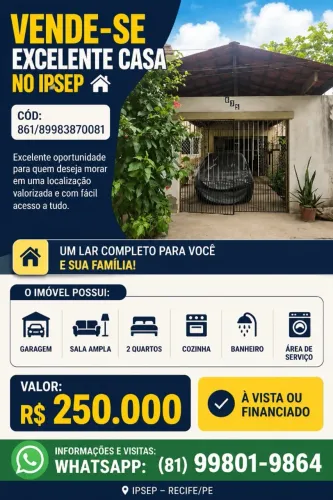 casa no ipsep imbiribeira 250 mil