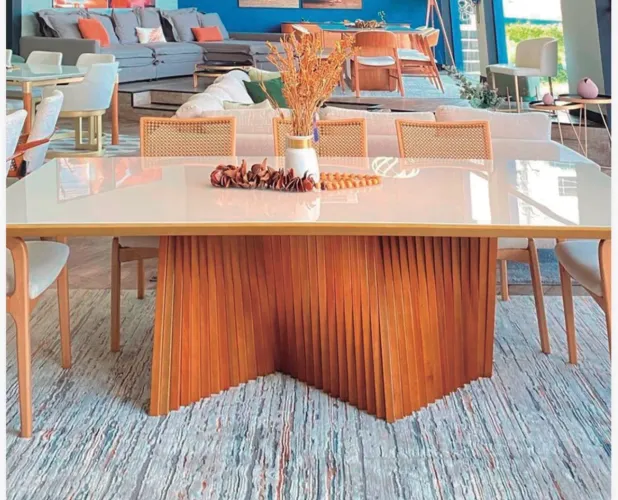 Mesa Alto Padrão Base Ripada Tampo Off Laminado NOVO