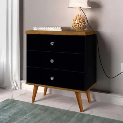 Mesa de Cabeceira Status 3Gvs Preto.Jequitiba J&A Moveis - Entrega Rápida!