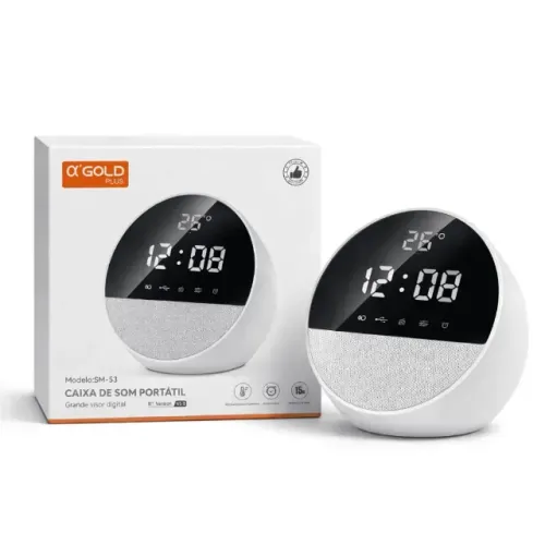Caixa de Som Bluetooth 15W C/ Relógio Despertador Agold SM-53