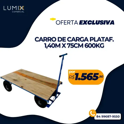 CARRO DE CARGA PLATAFORMA 1,40M X 75CM 600KG