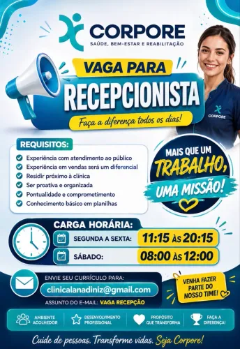 Vaga RECEPCIONISTA