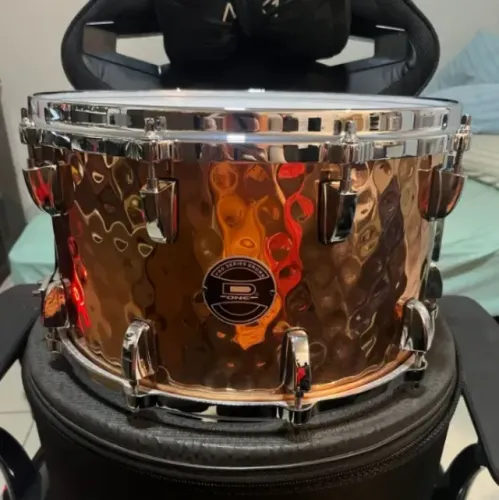 Caixa De Bateria D-ONE 14x8 Cobre Martelado Top De Linha