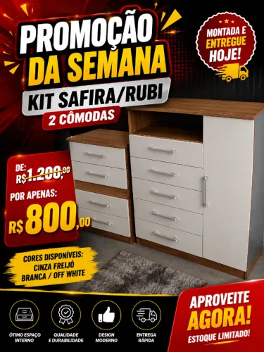 KIT 2 CÔMODAS MONTAMOS E ENTREGAMOS HOJE 800,00