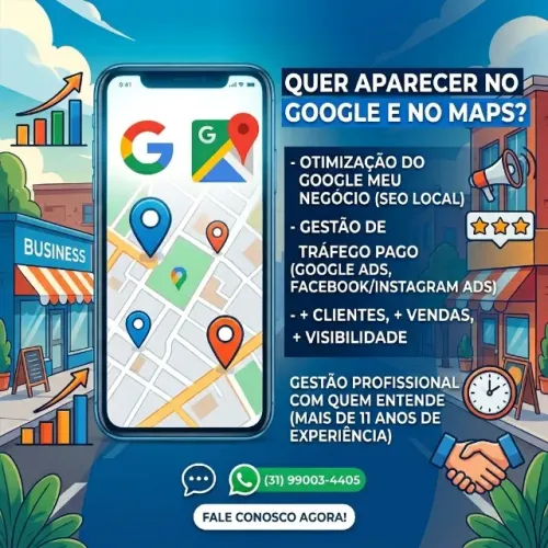 Agência de marketing - Gestão Google Meu Negócio - Tráfego Pago - Quem aparece, vende.