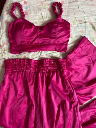 conjunto de calça rosa