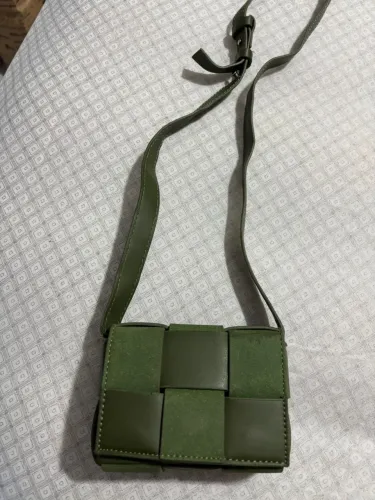 Containevery bolsa quadrada mini trançado texturizado aba