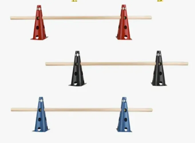 Kit Funcional com 6 Cones Furados + 3 Barras de 90cm Treino Fitness z1522