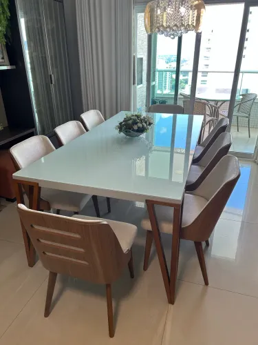 Conjunto de mesa de jantar e cadeiras Matrezan para 8 lugares