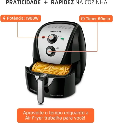 Airfryer Mondial Grand Family - 6L Potência de 1900W