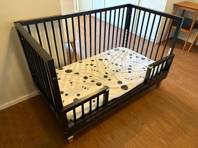 Berço Otto (Sleeper) Multiuso Preto + Colchão Incluso