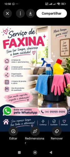 Faxina aparte de 70 reais