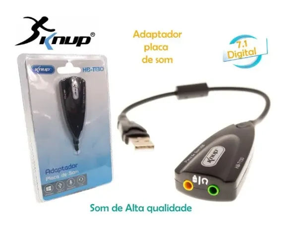 Placa de Som Externa Usb  7.1 Knup