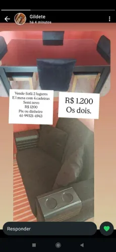 Mesa e sofá novo