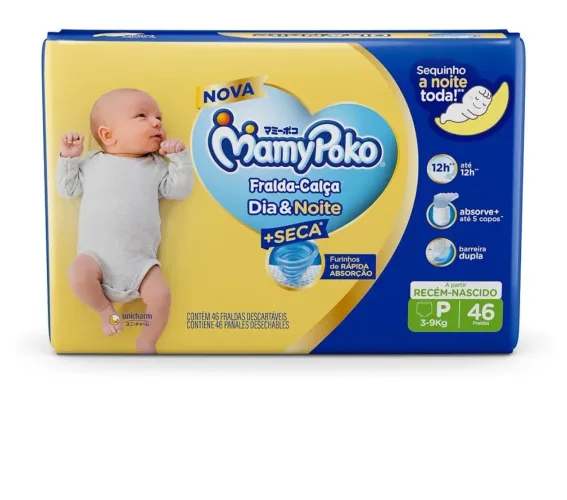 2 Pacotes de fralda MamyPoko TAM. P (46un. Cada)
