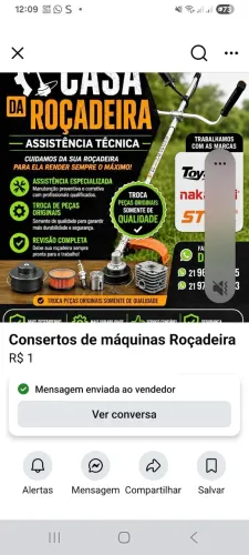 Assistência técnica de máquina roçadeira