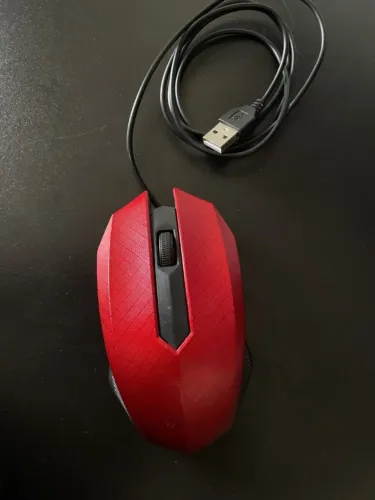 mouse óptico 3d com fio vermelho