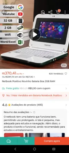 Vendo notebook novinho 250,00 reais a vista
