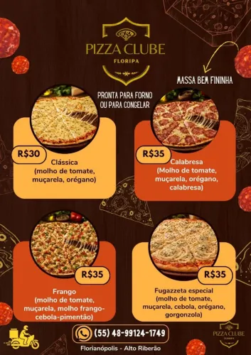Pizzas Pronta para forno ou congelador 
