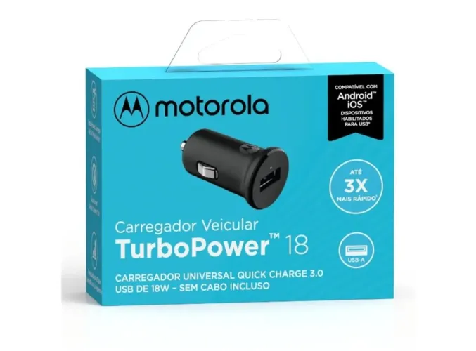 Carregador Automotivo Mototorola turbo original novo 18w pronta entrega iphone/samsung
