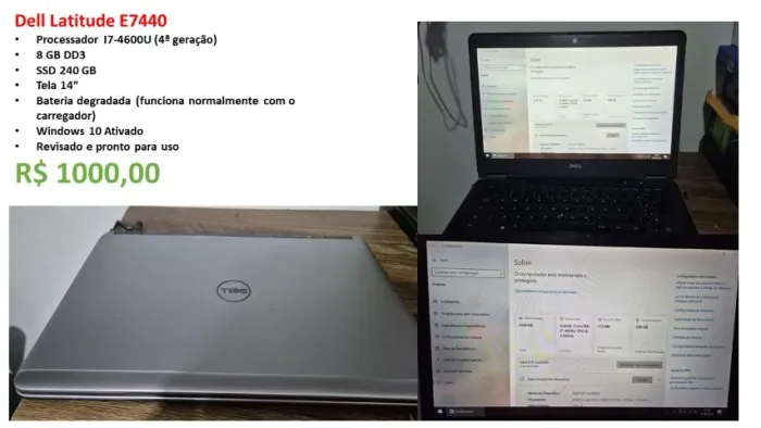 Notebook Dell Latitude E7440 i7, 8GB RAM e SSD 240GB