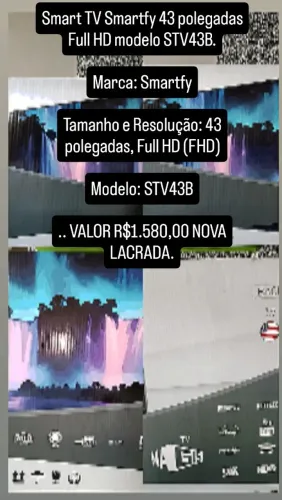 Smart TV Smartfy 43 polegadas Full HD modelo STV43B....NOVA ..LACRADA ... VALOR R$1.580,00