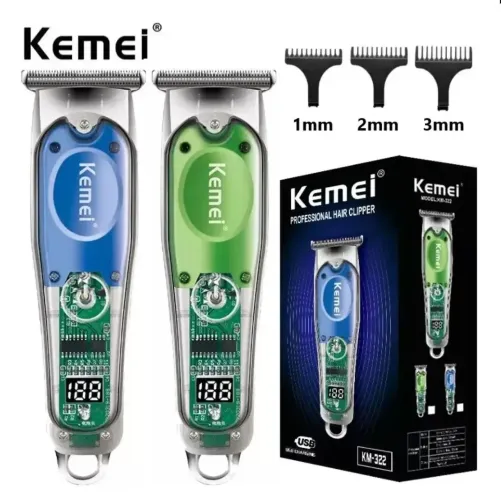Máquina de corte acabaram Kemei Km-322 Transparente Premium Usb