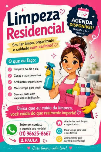 ? DIARISTA / LIMPEZA RESIDENCIAL - AGENDA ABERTA! ?