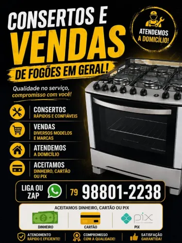 Serviços e vendas de fogões