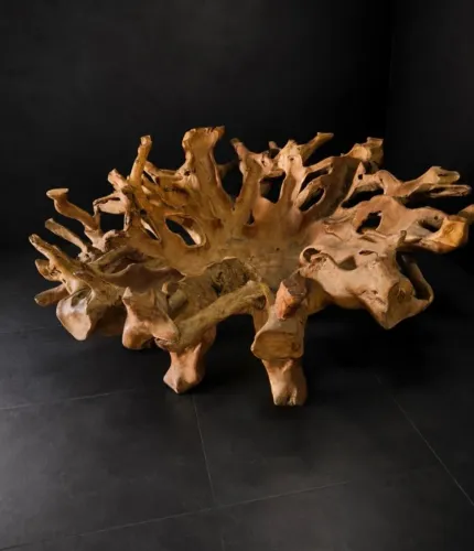 Base de mesa sala jantar tronco madeira Teca