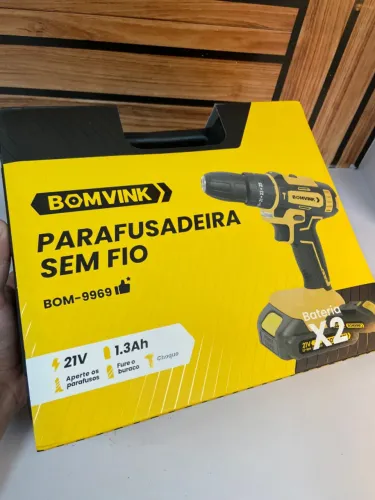Parafusadeira Furadeira sem Fio + 2 Baterias 21V 1.3 Ah + Carregador - BOM-9969 BomVink an