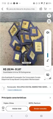 Venda processador cerâmico antigo tipo Pentium pro e placa de celular!!