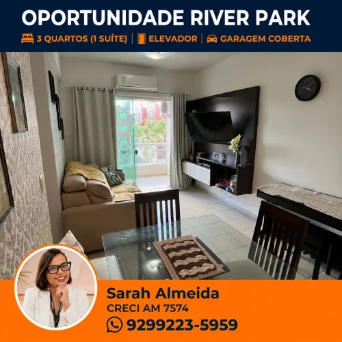 Condomínio River Park Clube, 3 quartos sendo 1 suíte, 2 vagas de garagem, Elevador 
