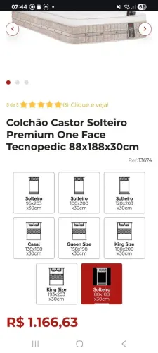 Colchão de molas solteiro Castor