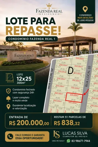 Repasse de terreno no Fazenda Real 1