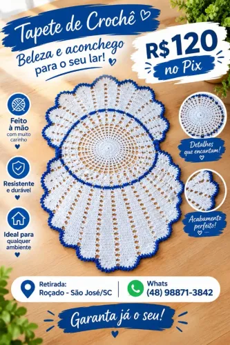 Trilho de mesa crochê
