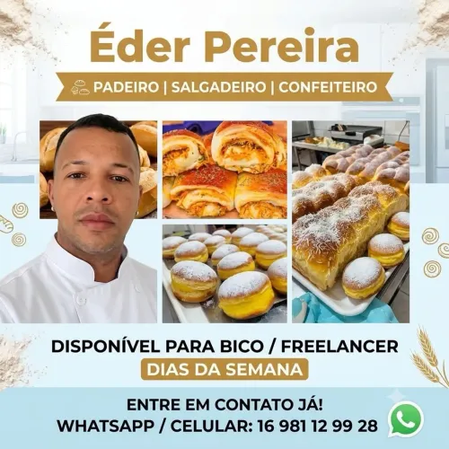 Padeiro com experiência há 22 anos no mercado disponível em Ribeirão Preto/sp