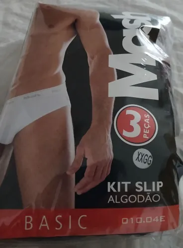 Kit 3 Cueca Slip Plus Size Mach Algodão Masculino