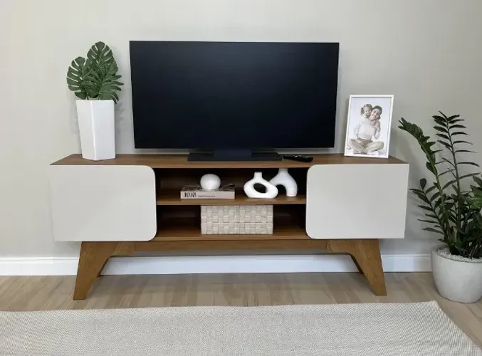 RACK para Tv ate 65 Pol. Off White/Amadeirado NOVO