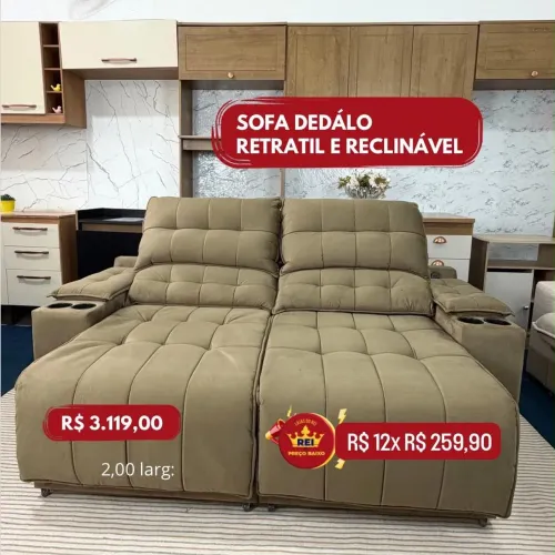 PROMOÇÃO URGENTE - Sofá de Luxo Dédalo RETRÁTIL RECLINÁVEL por apenas 12x de R$259,90