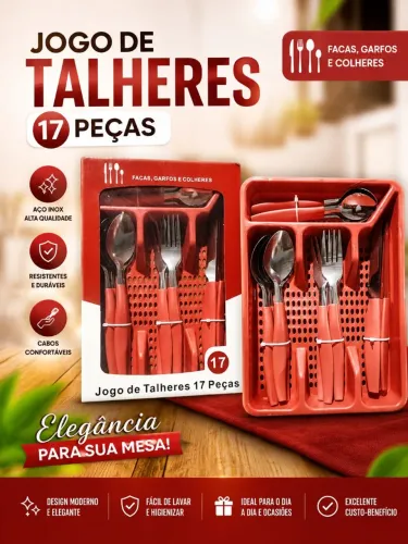Jogo de Talheres com Organizador - Praticidade e Elegância para Sua Cozinha!
